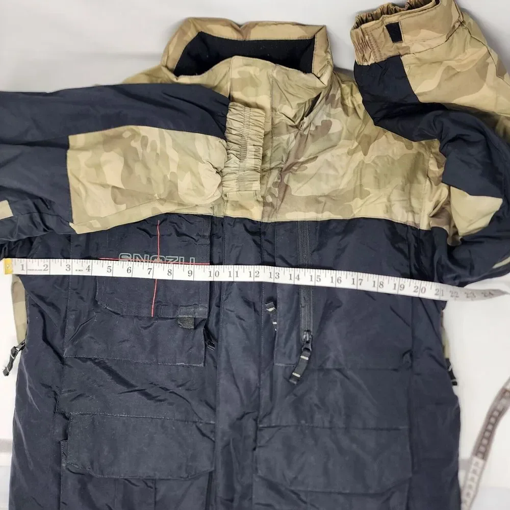 Snozu Youth Ski Jacket‎ Black and Camo Zip Up Pockets Insulated Boys Large 14/16